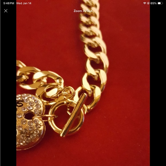 ELEGANT ROSE/GOLD 3PC CRYSTAL LOVE PUFF HEART NECKLACE BRACELET &EARRING 18Kg.p. - Picture 13 of 16